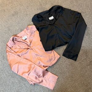 2-Piece Set Of Pretty American Eagle Size XL Satin-like Loose Fit Blouses